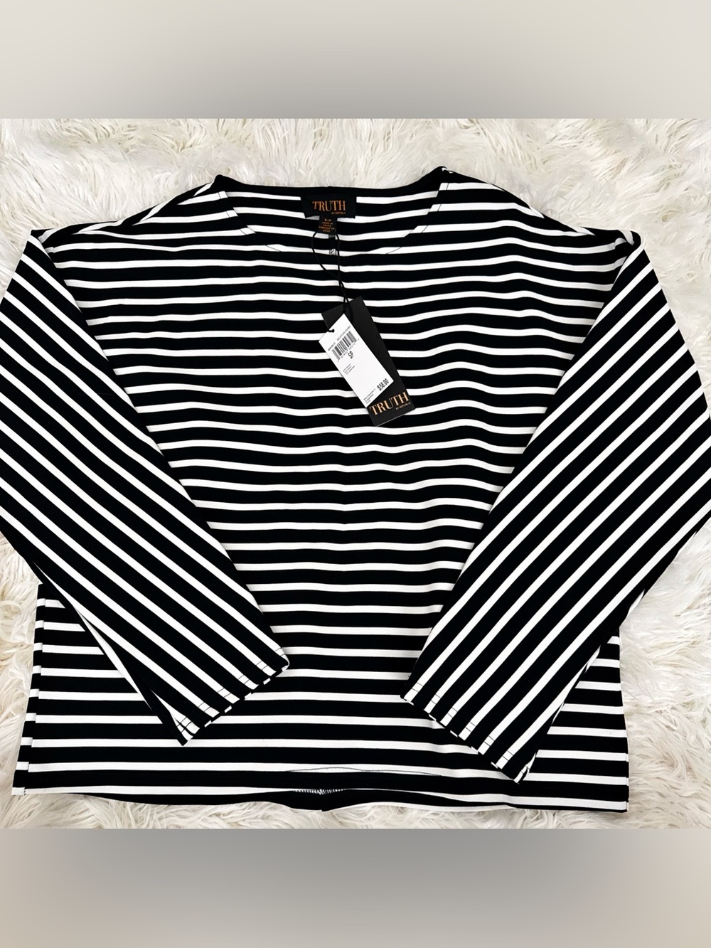 Truth Black & White Striped Long Sleeve Crew Top